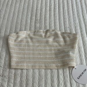 NWT SHEIN Beige and White Knit Bandeau